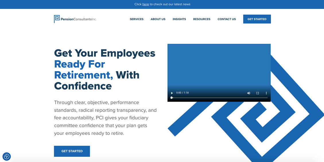 Task: Uplevel Pension Consultants Inc.'s website copy to match new messaging.